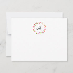 Carte De Correspondance Couronne florale aquarelle jaune rose vert