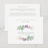 Carte De Correspondance Covid19 Details Sophisticated Lilac Chic Wreath (Devant / Derrière)