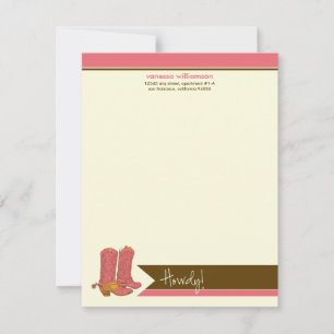 Carte De Correspondance Cowboy Boots Custom Flat Note Cards (rose)
