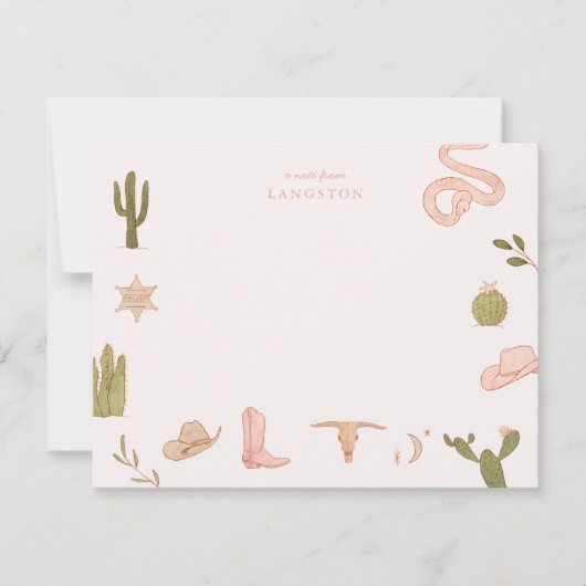 Carte De Correspondance Cowgirl occidentale rose pour enfants (Devant)