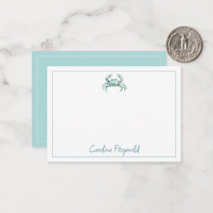Carte De Correspondance Crabe aquarelle côtier personnalisé
