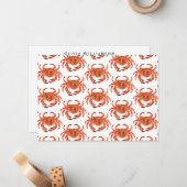 Carte De Correspondance Crabe orange motif océanique (Devant/Arrière en situation)