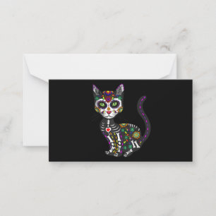 Carte De Correspondance Crâne de sucre Chat Mexicain Halloween Jour des Mo