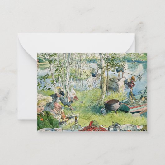 Carte De Correspondance CrayFishing, 1895, par Carl Larsson (Devant)