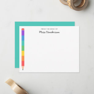 Carte De Correspondance Crayon arc-en-ciel personnalisé pour l'enseignant