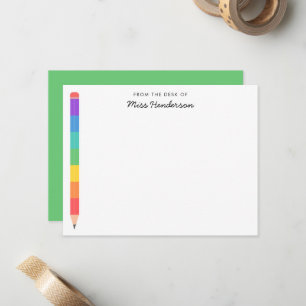 Carte De Correspondance Crayon arc-en-ciel personnalisé pour l'enseignant