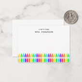 Carte De Correspondance Crayons arc-en-ciel Enseignant élémentaire personn (Devant/Arrière en situation)