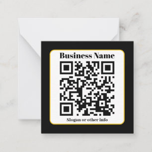 Carte De Correspondance Create Your Own QR Code Black White Gold Border