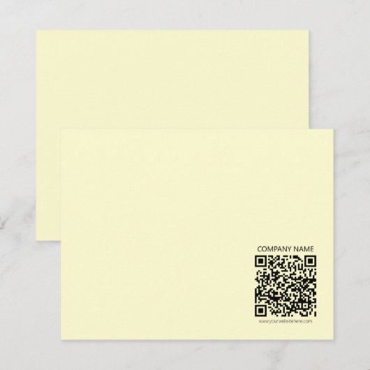 Carte De Correspondance Créer un code QR | Jaune pâle (Devant / Derrière)