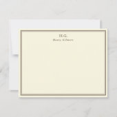 Carte De Correspondance Crème et marron Monogrammé (Devant)