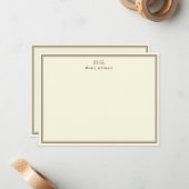 Carte De Correspondance Crème et marron Monogrammé (Devant/Arrière en situation)