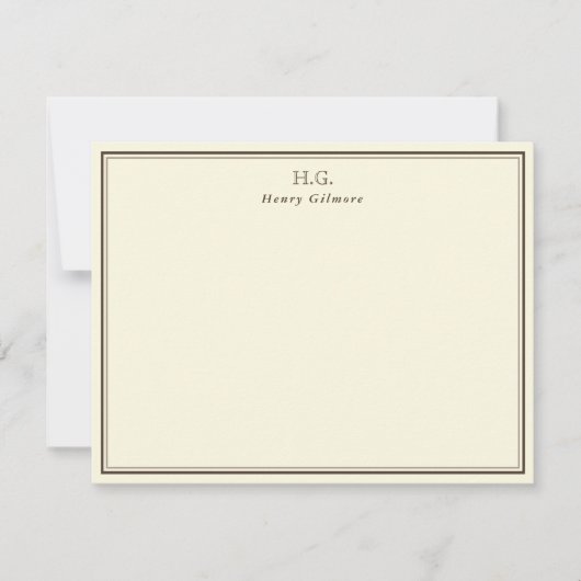 Carte De Correspondance Crème et monogramme Brown (Devant)