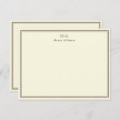 Carte De Correspondance Crème et monogramme Brown (Devant / Derrière)