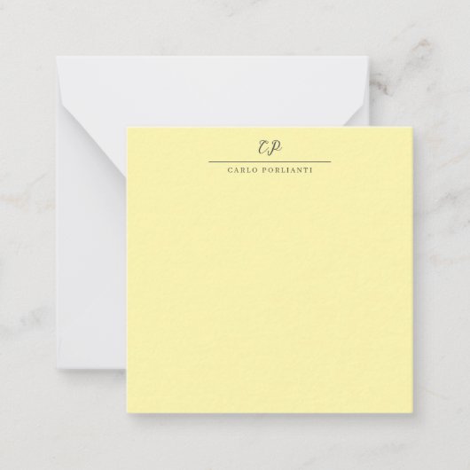 Carte De Correspondance Crème Moderne Calligraphiée Plain Nom Monogrammé (Devant)