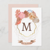 Carte De Correspondance Crest monogramme Shell (Devant / Derrière)