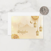 Carte De Correspondance Croissant d'or et lanterne Ramadan Kareem (Devant/Arrière en situation)