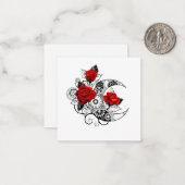 Carte De Correspondance Croissant mécanique avec roses rouges (Devant/Arrière en situation)