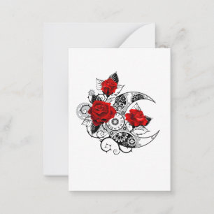 Carte De Correspondance Croissant mécanique avec roses rouges