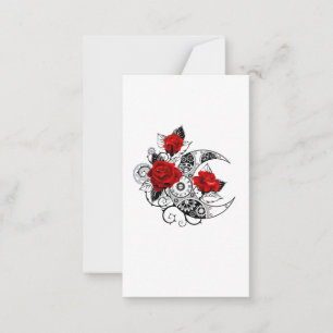 Carte De Correspondance Croissant mécanique avec roses rouges