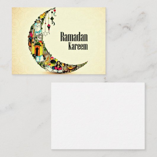 Carte De Correspondance Croissant Ramadan Kareem (Devant / Derrière)