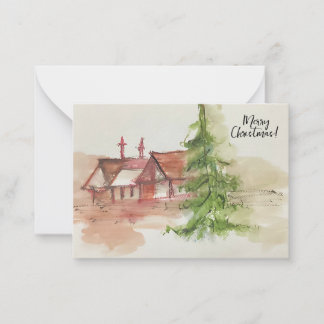 Carte De Correspondance Croquis original à l'aquarelle 