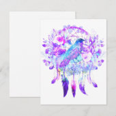 Carte De Correspondance Crow Dreamcatcher Blue Purple Floral (Devant / Derrière)