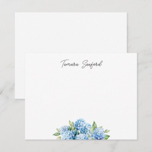 Carte De Correspondance Custom Blue Hydrangea (Devant / Derrière)
