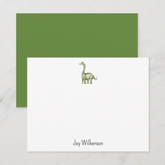 Carte De Correspondance Custom Dinosaur Note Card (Devant / Derrière)