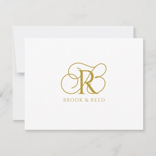 Carte De Correspondance Custom Gold Monogram Initials Couple Names (Devant)