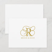 Carte De Correspondance Custom Gold Monogram Initials Couple Names (Devant / Derrière)