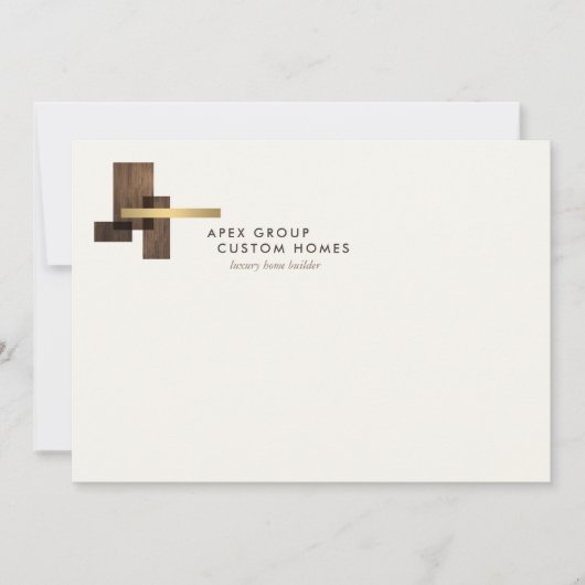 Carte De Correspondance Custom Home Builder Logo Ivory Flat Notecard (Devant)