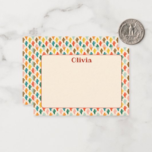 Carte De Correspondance Custom Mexican Cacti Note Card (Devant/Arrière en situation)