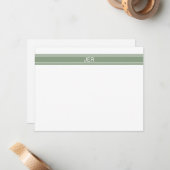 Carte De Correspondance Custom Modern Minimalist Sage Green Monogram (Devant/Arrière en situation)