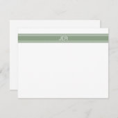 Carte De Correspondance Custom Modern Minimalist Sage Green Monogram (Devant / Derrière)