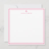 Carte De Correspondance Custom Monogram Pink Border Stationery (Devant)