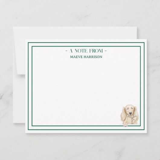 Carte De Correspondance Custom Name Hand Drawn Dachshund Reading (Devant)