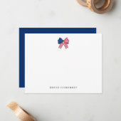 Carte De Correspondance Custom Patriotic Bow Note Card (Devant/Arrière en situation)