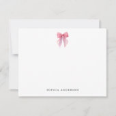 Carte De Correspondance Custom Pink Bow Note Card (Devant)