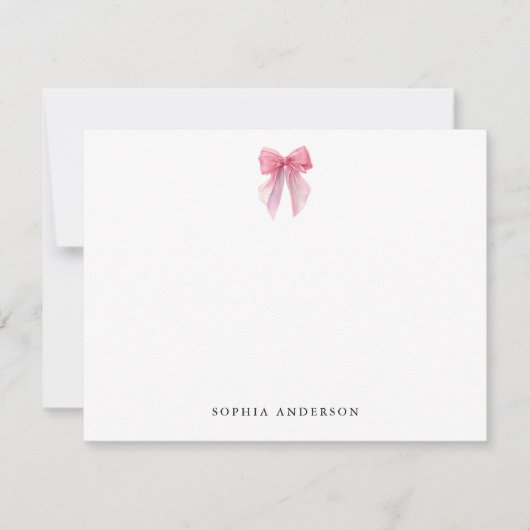 Carte De Correspondance Custom Pink Bow Note Card (Devant)