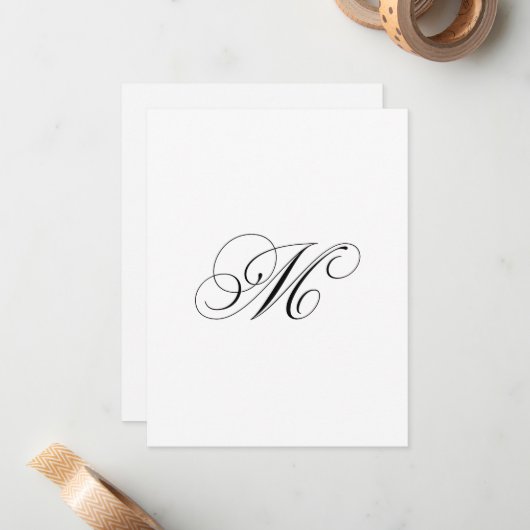Carte De Correspondance Custom Script Monogram "M" (Devant/Arrière en situation)