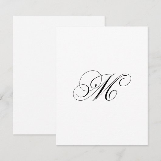 Carte De Correspondance Custom Script Monogram "M" (Devant / Derrière)