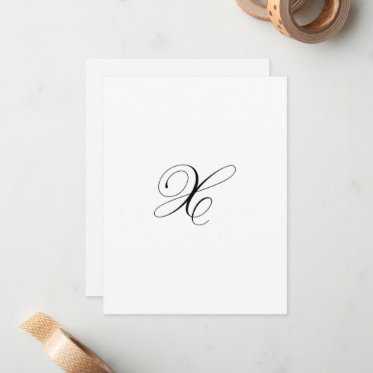 Carte De Correspondance Custom Script Monogram "X" (Devant/Arrière en situation)