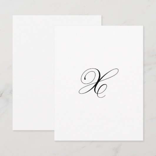 Carte De Correspondance Custom Script Monogram "X" (Devant / Derrière)