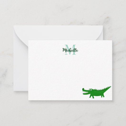 Carte De Correspondance  Cute Alligator Drawing Lined Editable (Devant)