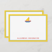 Carte De Correspondance Cute and Simple Sailboat Personalized (Devant / Derrière)