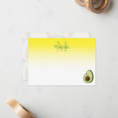 Carte De Correspondance Cute Avocado Drawing Personalized Monogram (Devant/Arrière en situation)