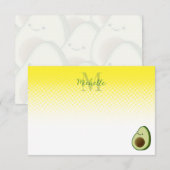 Carte De Correspondance Cute Avocado Drawing Personalized Monogram (Devant / Derrière)