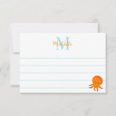 Carte De Correspondance Cute Baby Octopus Custom Lined Monogram (Devant)