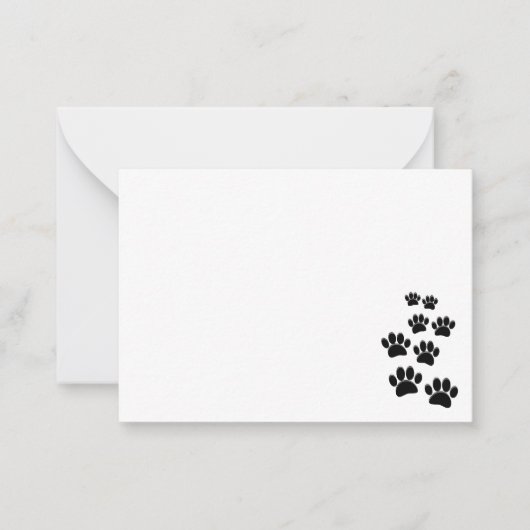 Carte De Correspondance Cute Black Cartoon Pet Paw Trail (Devant)