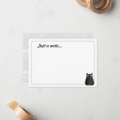 Carte De Correspondance Cute Black Cat Custom Just a Note (Devant/Arrière en situation)